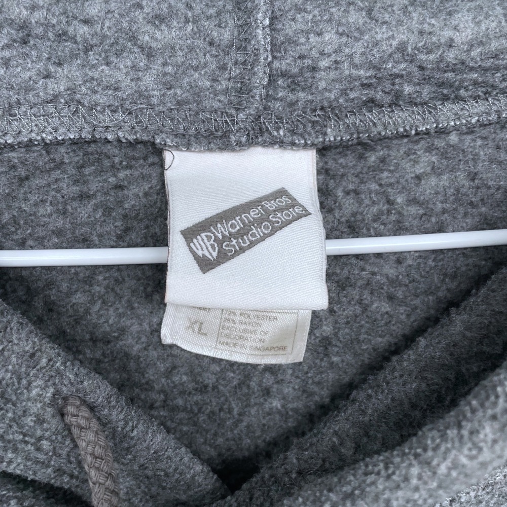 Y2K 2000s Warner‎ Bros Studios Looney Tunes Embroidered Fleece Hoodie XL Gray - Picture 4 of 6